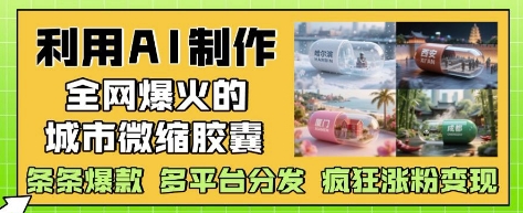 利用AI制作全网爆火的城市微缩胶囊，条条爆款， 多平台分发，疯狂涨粉变现-苍穹网创