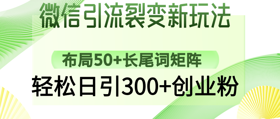 微信引流裂变新玩法：布局50+长尾词矩阵，轻松日引300+创业粉-苍穹网创