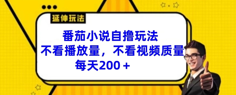 番茄小说自撸玩法，不看播放量，不看视频质量，每天200+【揭秘】-苍穹网创