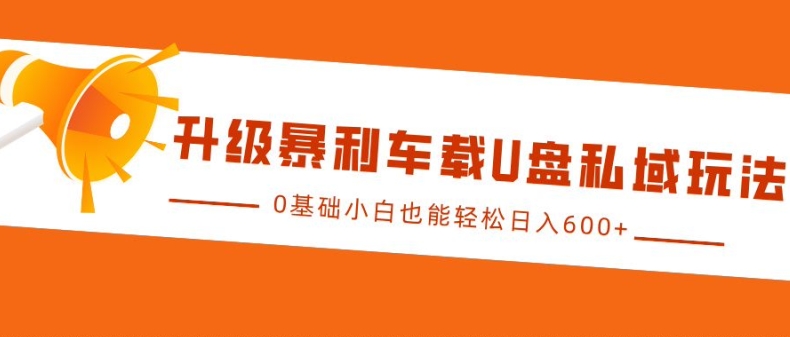 升级暴利车载U盘私域玩法，0基础小白也能轻松日入多张【揭秘】-苍穹网创