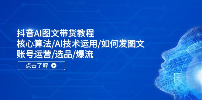 抖音AI图文带货教程：核心算法/AI技术运用/如何发图文/账号运营/选品/爆流-苍穹网创