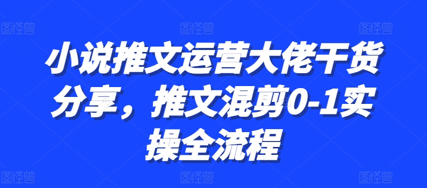小说推文运营大佬干货分享，推文混剪0-1实操全流程-苍穹网创