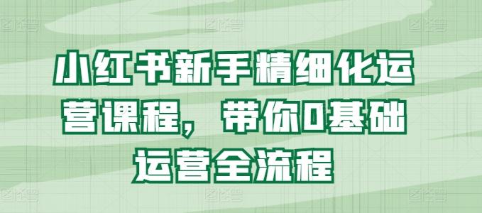小红书新手精细化运营课程，带你0基础运营全流程-苍穹网创