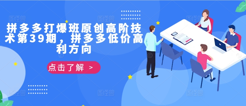 拼多多打爆班原创高阶技术第39期，拼多多低价高利方向-苍穹网创