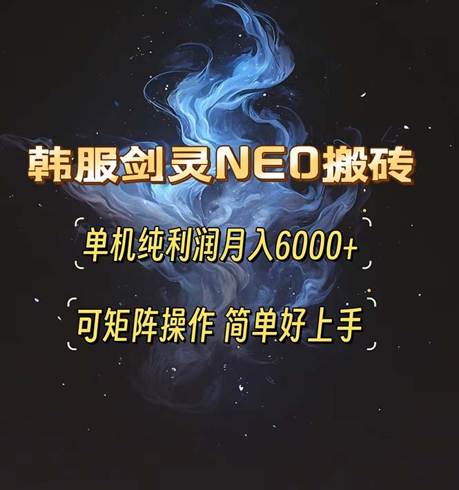 韩服剑灵NEO搬砖攻略，单机纯利润月入6000+ 可矩阵操作，简单好上手。-苍穹网创