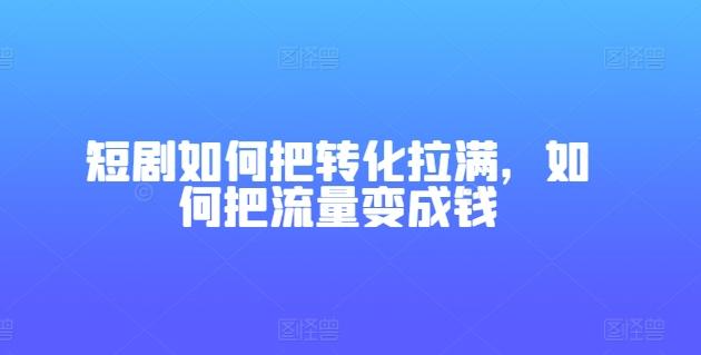 短剧如何把转化拉满，如何把流量变成钱-苍穹网创