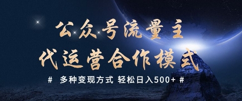 公众号流量主代运营  多种变现方式 轻松日入5张【揭秘】-苍穹网创