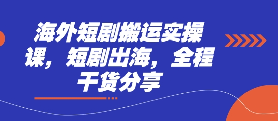 海外短剧搬运实操课，短剧出海，全程干货分享-苍穹网创