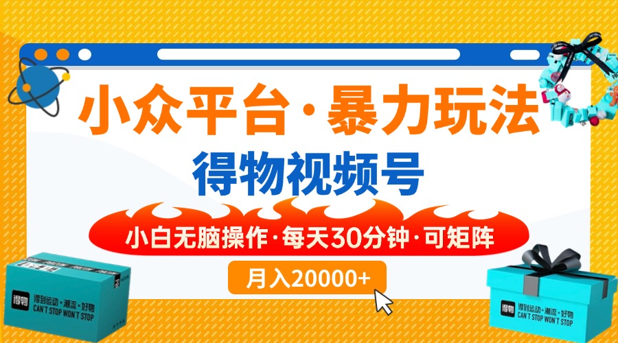小众平台暴力玩法，一键搬运爆款视频，可矩阵小白无脑操作，每天30分钟…-苍穹网创