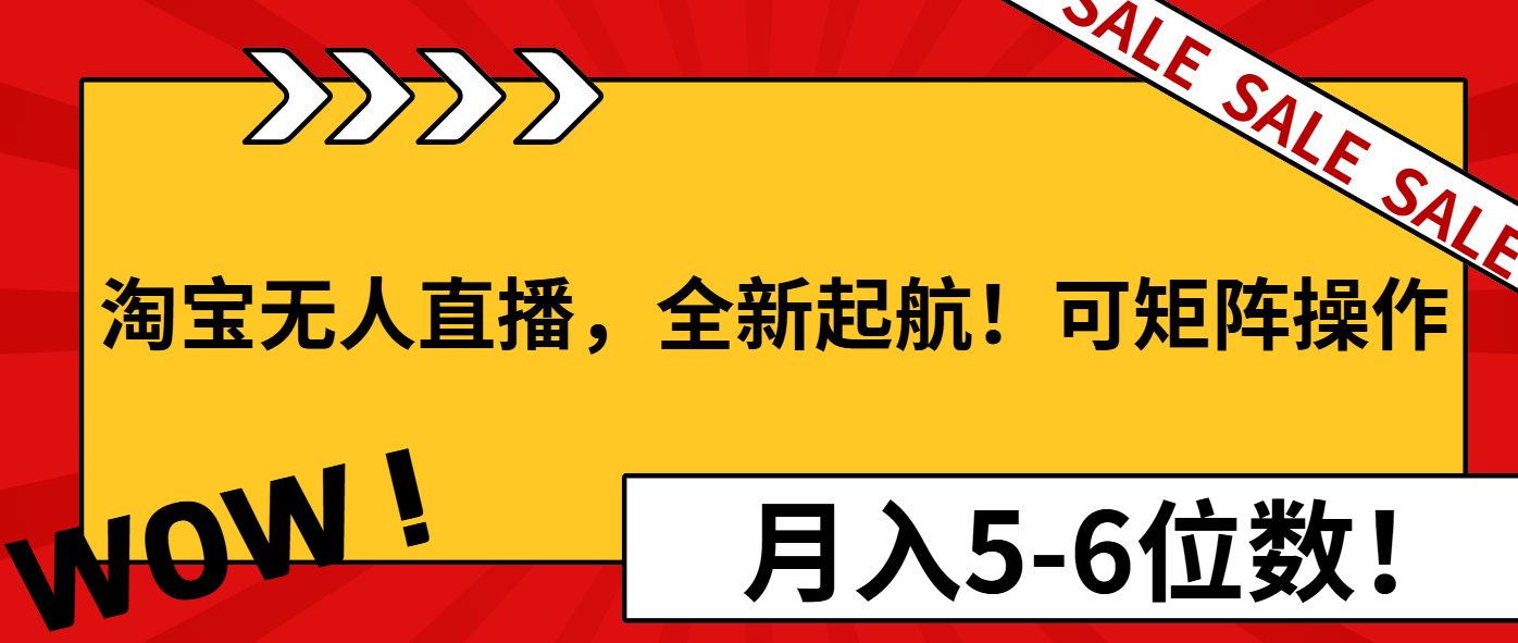 淘宝无人直播，全新起航！可矩阵操作，月入5-6位数！-苍穹网创