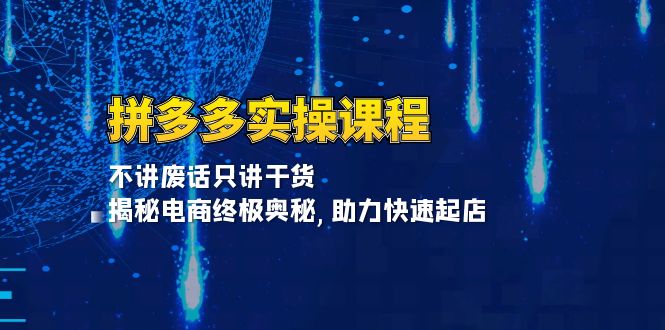 拼多多实操课程：不讲废话只讲干货, 揭秘电商终极奥秘,助力快速起店-苍穹网创