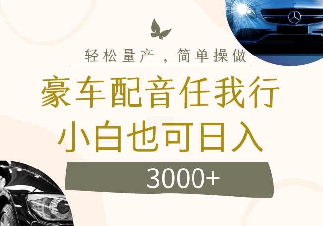 不为人知的暴力小项目，豪车配音，日入几张【揭秘】-苍穹网创
