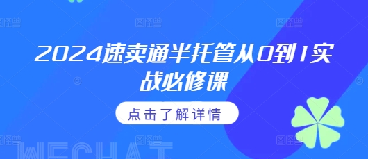 2024速卖通半托管从0到1实战必修课，掌握通投广告打法、熟悉速卖通半托管的政策细节-苍穹网创