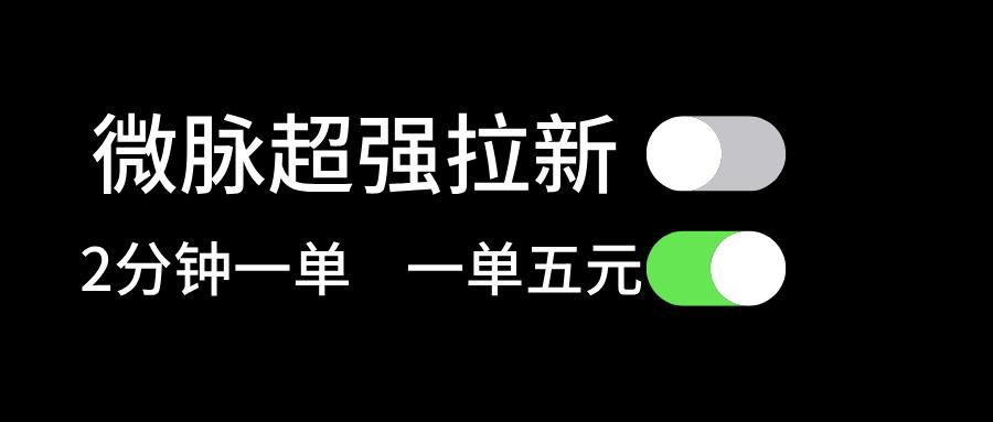 微脉超强拉新， 两分钟1单， 一单利润5块，适合小白-苍穹网创