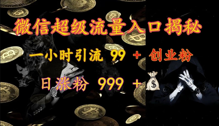 微信超级流量入口揭秘：一小时引流 99 + 创业粉，日涨粉 999 +-苍穹网创