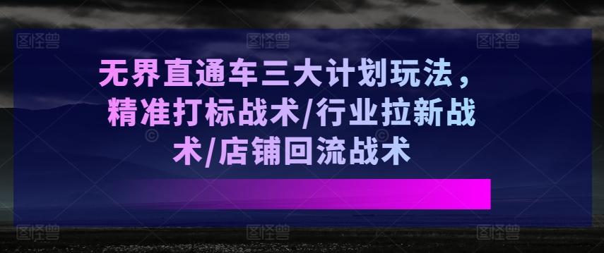 无界直通车三大计划玩法，精准打标战术/行业拉新战术/店铺回流战术-苍穹网创