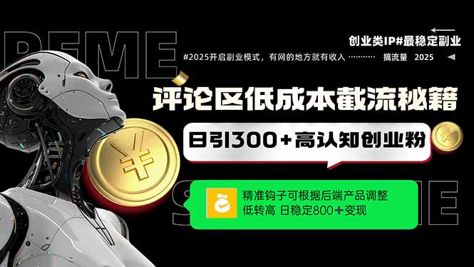评论区低成本引流秘籍，精准钩子直击用户，单账号日增300+创业粉，日稳…-苍穹网创