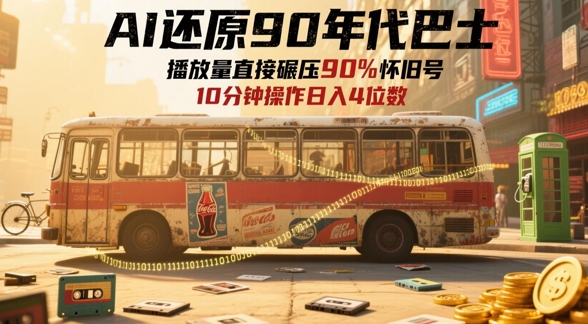 AI还原90年代巴士，一帧就让70后泪崩，播放量直接碾压90%怀旧号，每天操作十分钟，日入四位数-苍穹网创