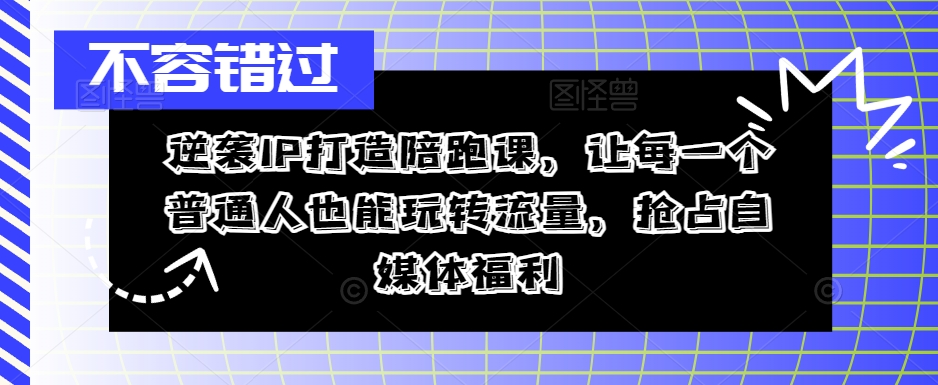 逆袭IP打造陪跑课，让每一个普通人也能玩转流量，抢占自媒体福利-苍穹网创