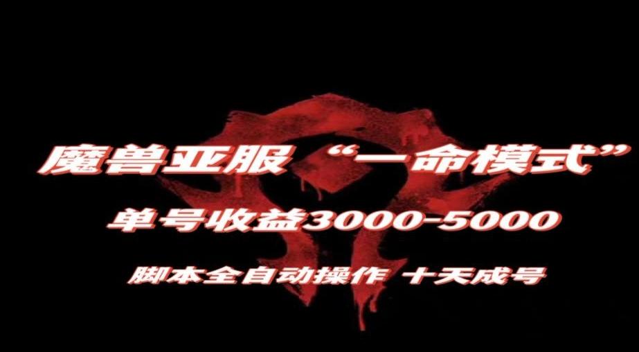 魔兽亚服一命模式，10天成号-单号3千-5千，脚本全自动操作，保姆级教学【揭秘】-苍穹网创
