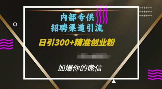 内部招聘渠道日引流300+创业粉，加爆你的微信【揭秘】-苍穹网创