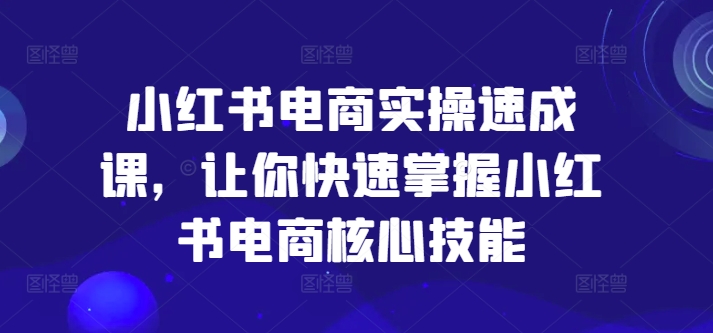 小红书电商实操速成课，让你快速掌握小红书电商核心技能-苍穹网创