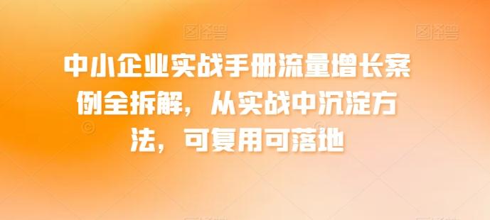 中小企业实战手册流量增长案例全拆解，从实战中沉淀方法，可复用可落地-苍穹网创
