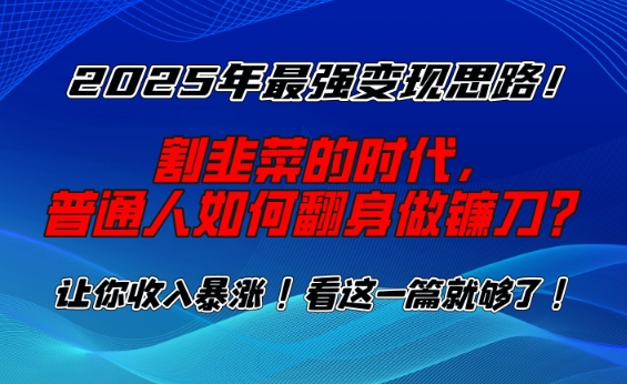 2025年最强变现思路，割韭菜的时代， 普通人如何翻身做镰刀？【揭秘】-苍穹网创