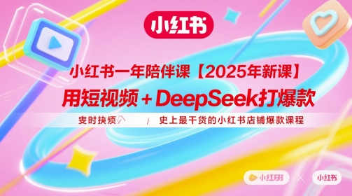 小红书一年陪伴课【2025年新课】，用短视频+deepSeek打爆款，史上最干货的小红书店铺爆款课程-苍穹网创