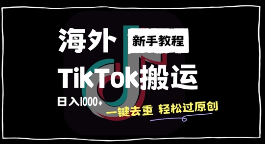 2024最新海外TikTok搬运玩法，一键去重轻松过原创，新手无经验也能日入1k【揭秘】-苍穹网创