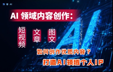 AI领域内容创作：高效创作短视频、文章、图文三大板块内容，打造AI领域个人IP-苍穹网创